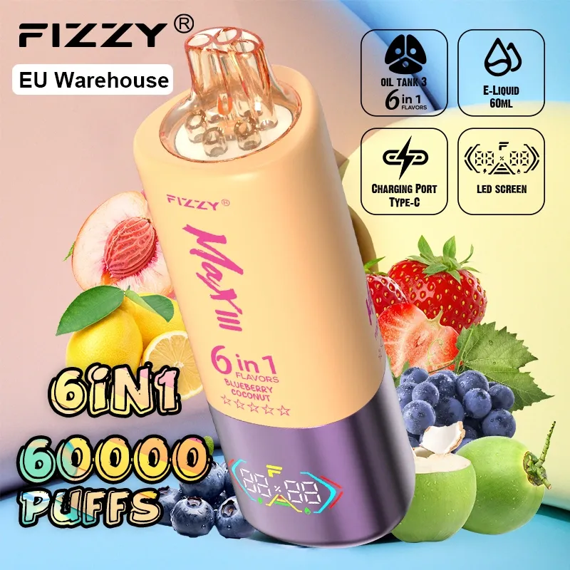 Одноразовий вейп Fizzy 60000 Puffs Puff 60k 6 in 1 Flavors